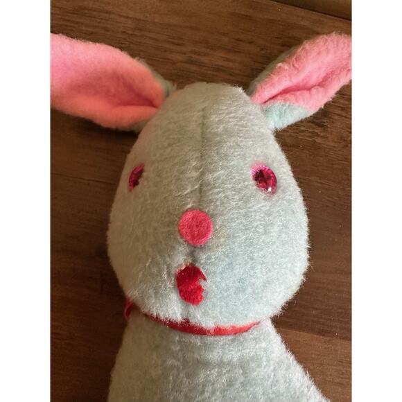 Vtg Blue Bunny Rabbit Plush Stuffed Animal Atlanta Novelty Gerber Vintage Haiti - Picture 4 of 10